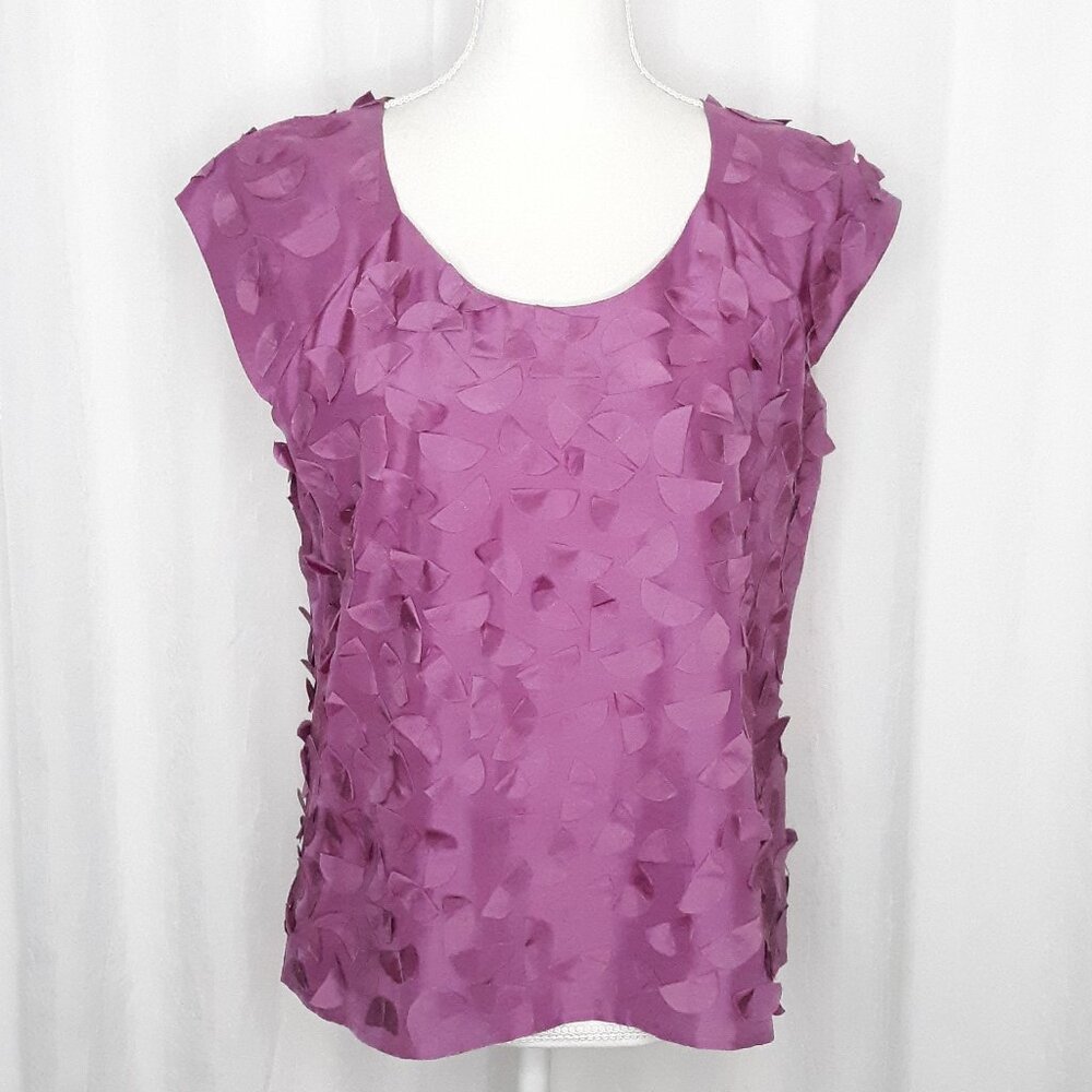 Talbot's Petite's 100% Silk 3D Silk Embellished Cap Sleeve